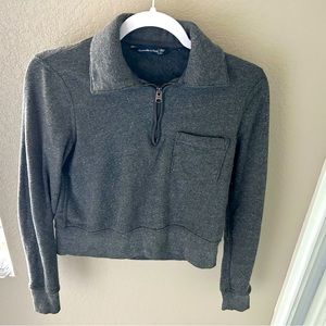 Grey Abercrombie & Fitch collared half-zipped sweatshirt